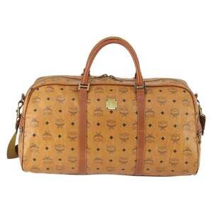 MCM Visetos Logogram Boston Bag Brown